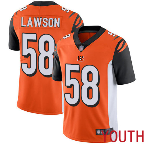 Cincinnati Bengals Limited Orange Youth Carl Lawson Alternate Jersey NFL Footballl 58 Vapor Untouchable